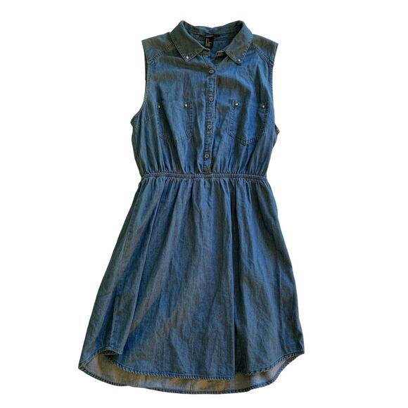 Forever 21 Denim Collared Tank Dress Size Small - Picture 1 of 4